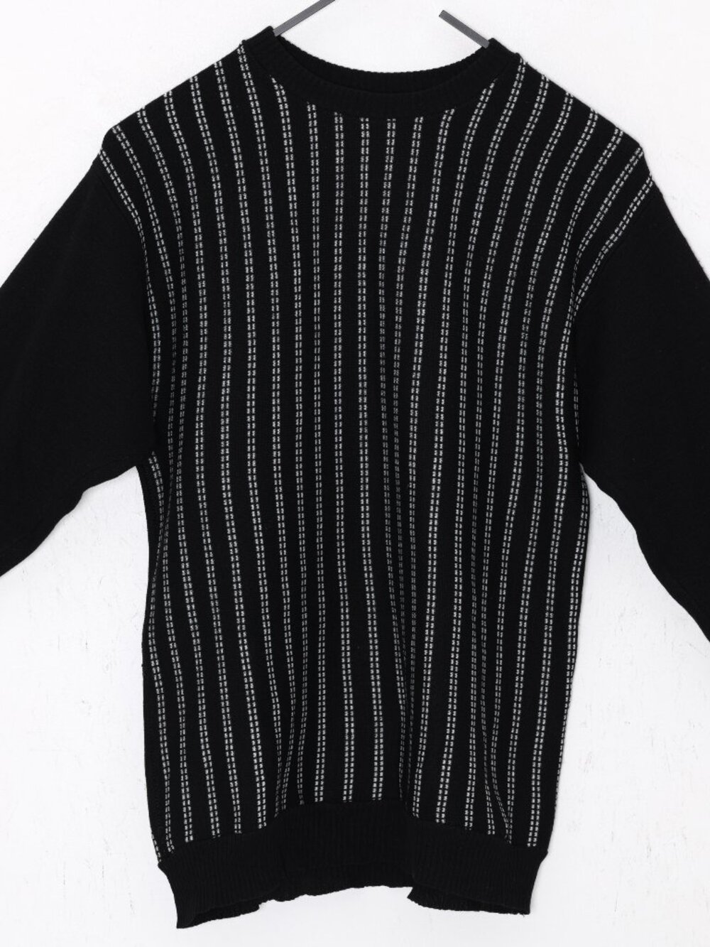 1980s–1990s, Jacquard Dash-Stripe Knit with Extended Rib Hem
